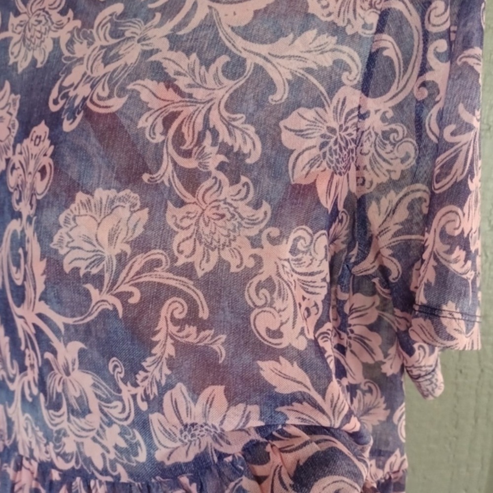 JOHNNY WAS Floral Midi Dress Purple Florentina‎ Sz M & L Mesh Tiered A Line Boho - Picture 7 of 9